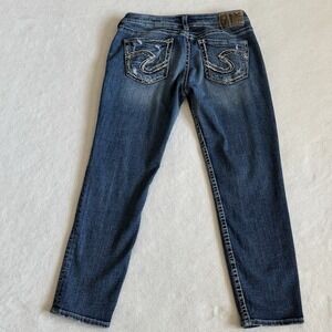 Silver Jeans Boyfriend Distressed Embroidered Pocket Denim W28 L25 Y2K